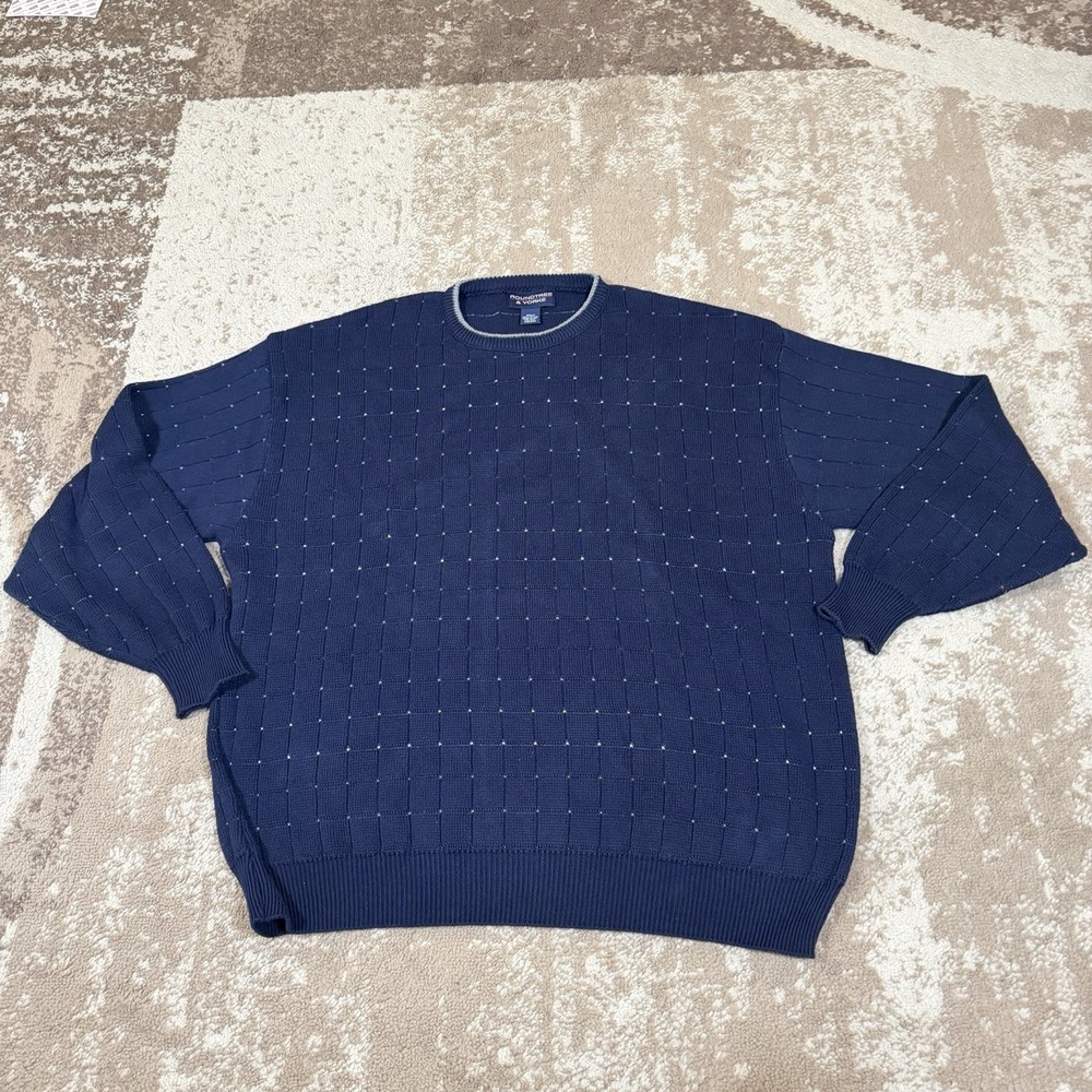 Roundtree & Yorke Sweater Mens Blue 2XLT Tall Dot Vintage Crewneck Knit Pullover